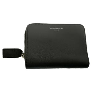Saint Laurent Grained Zip Compact Rive Gauche Wallet in Grey Leather