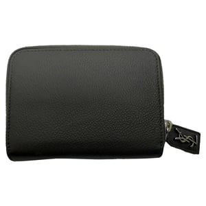 Saint Laurent Grained Zip Compact Rive Gauche Wallet in Grey Leather