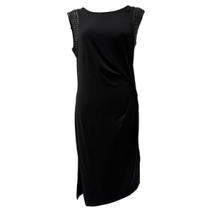 Michael Kors Sequin-Embellished Sleeveless Midi Dress in Black Polyester