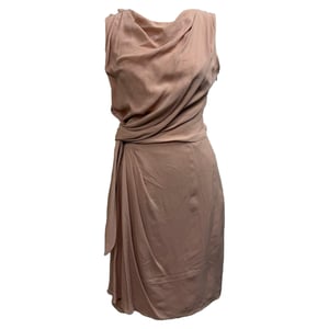 Dior Side Knotted Midi Dress in Pink Silk