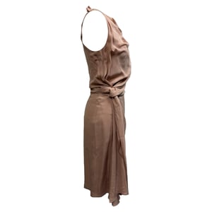 Dior Side Knotted Midi Dress in Pink Silk