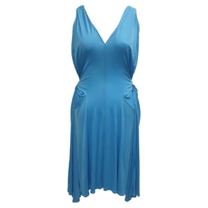 Boutique Moschino V-hals Taille-bind Midi-jurk in Blauw Acetaat