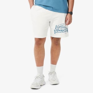 Men's Lacoste Graphic Fleece Shorts in Cream