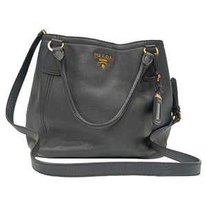 Prada Vitello Daino Tote Bag in Black Leather