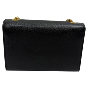 Saint Laurent Small Kate Grained Shoulder Bag in Black Leather