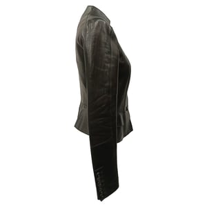 Burberry Prorsum Button-Down Peplum Jacket in Lamb Leather