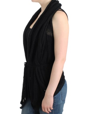 Knit Cardigan Vest Drawstring Waist