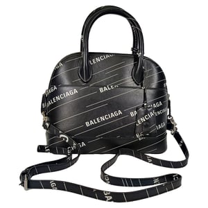 Balenciaga Liten Logo Ville Tryckt Väska i Svart Läder