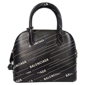 Balenciaga Liten Logo Ville Tryckt Väska i Svart Läder