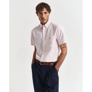 Men's Gant Fit Classic Short Sleeves Oxford Shirt in Pink