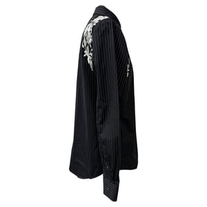 Alexander McQueen Embroidered Pinstripe Shirt in Black Cotton
