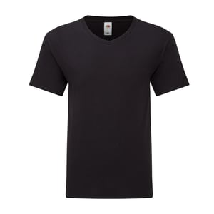 Fruit of the Loom Heren Iconic 150 V Hals T-shirt (Zwart)
