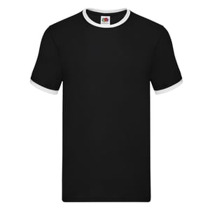 Fruit of the Loom Heren Ringer T-Shirt (Zwart/Wit)
