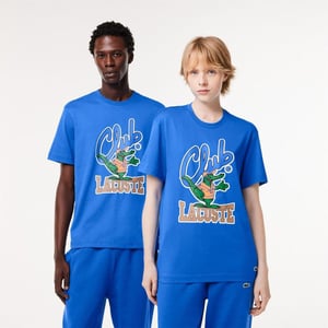 Men's Lacoste Fit Signature Print T Shirt in Blue