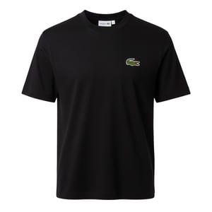 Men's Lacoste Fit Heavy Cotton Badge T Shirt in Black