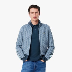 Men's Lacoste Zip Up Jacquard Track Jacket in Blue