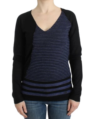 Vneck Striped Knit Sweater