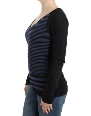 Vneck Striped Knit Sweater