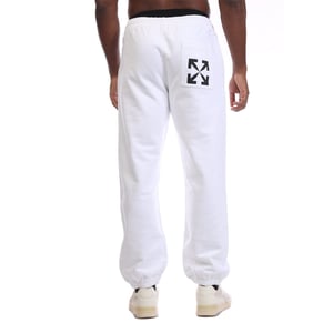 Men's Off White Arrow Pocket Slim Sweatpants in White Black