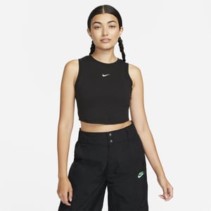 Women's Nike Cropped Slim Fit Crew Neck Tank in Black