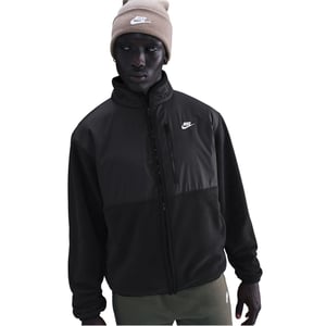 Men's Nike Solid Patterned Full Zipper Sweat Jacket with Zipped Pocket in Black/White