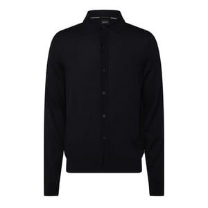 Men's Boss Regular Fit Shirt in Virgin Wool in Dark Blue