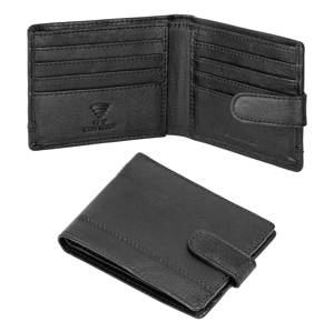 Men’s Genuine Leather RFID Slim Bifold Wallet with 8 Card Slots, Black