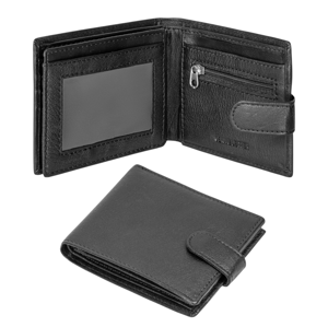 Men’s Genuine Leather RFID Wallet with 5 Card Slots, 2 ID Windows & Zipped Coin Pocket