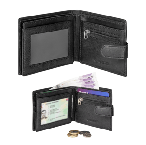 Men’s Genuine Leather RFID Wallet with 5 Card Slots, 2 ID Windows & Zipped Coin Pocket