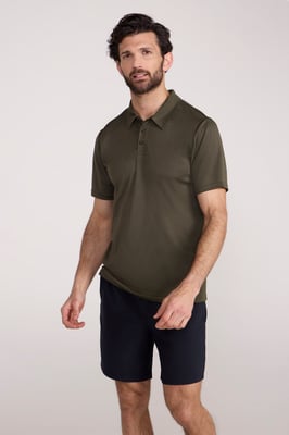'Endurance' Men's Polo IsoCool Sun Protection Top Quick Dry Everyday Tee Forest Green