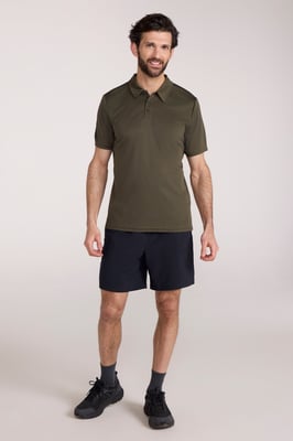 'Endurance' Men's Polo IsoCool Sun Protection Top Quick Dry Everyday Tee Forest Green
