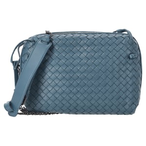 Bottega Veneta Intrecciato Nodini Schoudertas in Blauw Leer