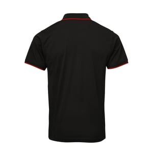 Premier Herencontrast Coolchecker Polo Shirt (Zwart/Rood)