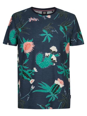 Petrol Industries - Heren T-shirt met all-over print Carbón - Blauw