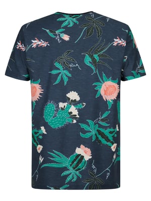 Petrol Industries - Heren T-shirt met all-over print Carbón - Blauw
