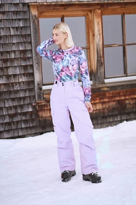 'Glaze' Women's Snow Pants Casual Straight Leg Adjustable Waist Winter Trouser Lilac
