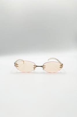 Rimless Oval Sunglasses In Brown