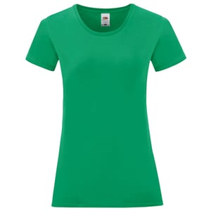 Fruit of the Loom Dames/Dames Iconic Combed Cotton T-shirt (Kelly Groen)