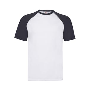 Fruit of the Loom Heren Valueweight Baseball T-shirt (Witte/diepe marine)