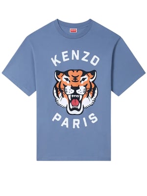 Lucky Tiger Printed T-Shirt in Light Blue