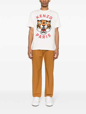 Lucky Tiger Printed T-Shirt in White