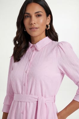 Petite Cotton Dobby Ruffle Shirt Dress