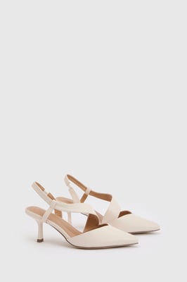 Wide Fit Evelyn Asymmetric Slingback Kitten Heel Comfort Sock Court Shoes
