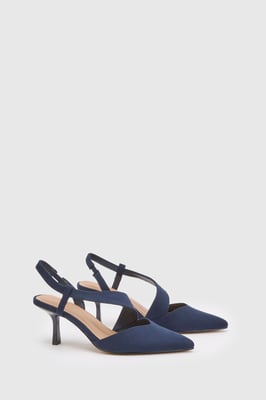 Evelyn Asymmetric Slingback Kitten Heel Comfort Sock Court Shoes