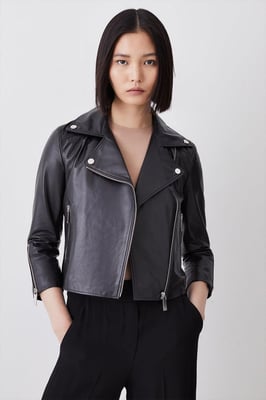 Leather Shrunken Biker Jacket