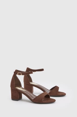 Catty Faux Suede 2 Part Block Heeled Sandals