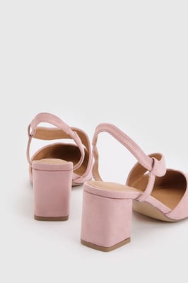 Wide Fit Eve Asymmetric Strap Block Heel Pointed Comfort Sock Court Shoes