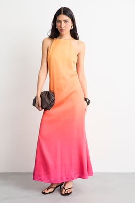 Ombre Strappy Satin Maxi Sundress