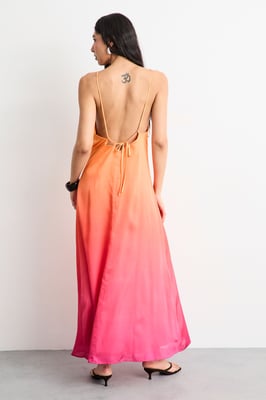 Ombre Strappy Satin Maxi Sundress