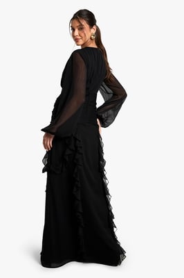 Crinkle Chiffon Ruffle Maxi Dress